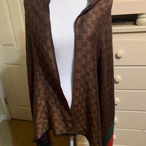 “Gucci” fashion preowned Brown GG Patterned Scarf